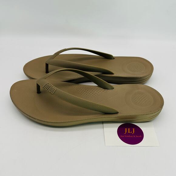 FitFlop Men's IQushion Ergonomic Thong Flip Flop Sandals Timberwolf Size 11 - Picture 6 of 12